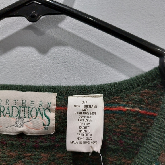 Vintage Northern Traditions Grandmacore Wool Striped Cardigan - Picture 3 of 7